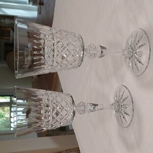 Galway Irish cut crystal water goblets 7 3/4" tall pair of 2